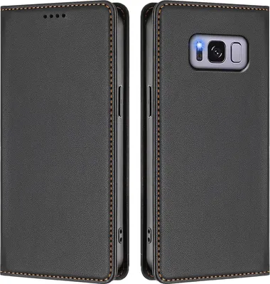 Obrázek produktu pro Kožené pouzdro pro Samsung Galaxy S8, magnetické flipové pouzdro zPolyuretankůže se stojánkem Černá