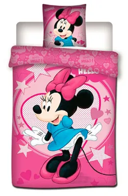Zdjęcie produktu dla Zestaw pościeli Disney Minnie Mouse - przytulna poszwa na kołdrę 140 cm x 200 cm i poszewka na poduszkę 63 cm x 63 cm dla dzieci