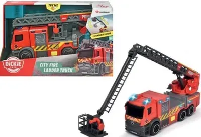Image de Camion de Pompiers Dickie, 23 cm, Échelle Extensible, Effets Sonores et Lumineux
