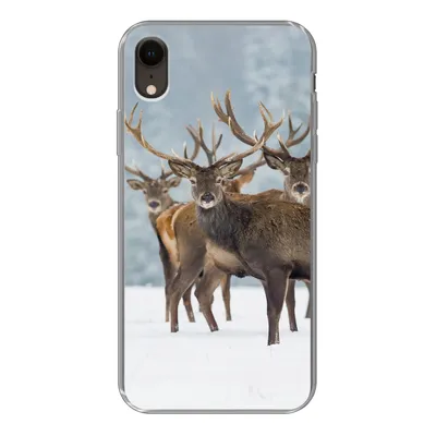 Produktbild von MuchoWow® Handyhülle Schutzhülle Hülle für iPhone XR Hirsche - Tiere - Schnee - Winter - Landschaft - Natur Silikon Softcase Handy Hülle - Schutzdeckel