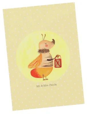 Produktbild von Mr. & Mrs. Panda Postkarte Glühwürmchen - Gelb Pastell - Geschenk, bildkarte, Grußkarte, Postkarten, Ansichtskarten, Lustige Sprüche, Heiratsantrag, Lieblingsmensch