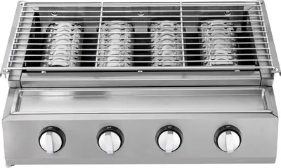 Zdjęcie produktu dla Grill gazowy, 4 palniki, konstrukcja ze stali nierdzewnej, srebrny