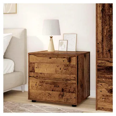 Produktbild von Minimalistischer Holzwerkstoff-Speicherschrank mit Schubladen, Altholzfarbe, 60x48x57 cm