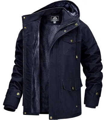 Productafbeelding van Winterjas voor heren, warm gevoerd met fleece, donkerblauw, maat M