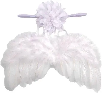 Produktbild von Famanu Babyflügel aus Federn - Engel Kostüm Accessoire - Fotografie Props - 2 Stück - Weiß