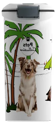 Produktbild von Curver Futterbehälter für Hunde – 20 kg/54 l – Pets Collection – große luftdichte Aufbewahrung gegen Gerüche für Hundefutter – Behälter mit Rollen – 28 x 49 x 61 cm