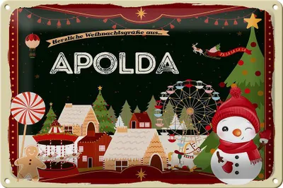 Produktbild von Blechschild Weihnachten Grüße aus APOLDA 30x20cm