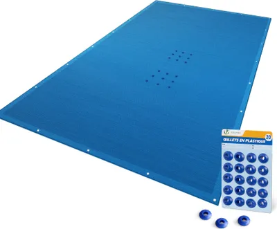 Produktbild von VOUNOT® Poolabdeckung Rechteckig 160g/m² Doppelter Poolplane mit DIY-Drainagelöchern & Aluminiumösen, 4X7m