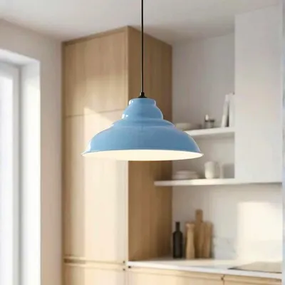 Produktbild von Opviq, Hochwertiger Kronleuchter, Metallkörper, Ø31 cm, Höhe: 100 cm, Kabel: 90 cm, E27 Fassung, max. 40 W, Blau, IP20, Ideal für modernes Wohnen & Industrie-Design.