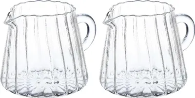 Produktbild von Glaskrug Elegant Geformter Glas-Milchkännchen Teekrug Aus Glas Kaffee-Milchkännchen Kreativer Krug Zum Aufschäumen Von Milch Milchaufschäumer(150 Ml)