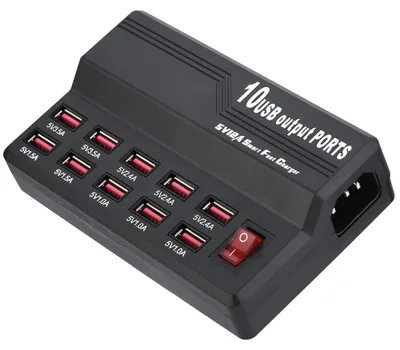 Image de Chargeur de voyage USB rapide 5 V/12 A à 10 ports, adaptateur de bureau pour téléphone de 60 W