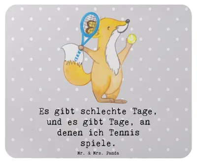 Produktbild von Mr. & Mrs. Panda Mousepad Fuchs Tennis spielen - Grau Pastell - Geschenk, Turnier, Mauspad, Ballsportart, pc mausunterlage, Mouse Pad, Tennisclub, Tennisverein