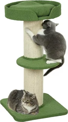 Produktbild von Katzenbaum 91cm Spielbaum mit Katzenbett, Plattform Wolle Grün
