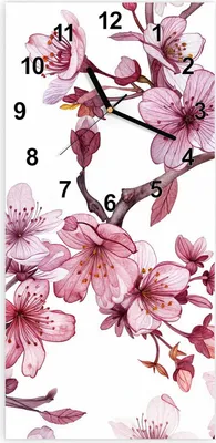 Produktbild von Wanduhr aus Glas mit Motiv Blütenmeer- 30 x 60 cm - inkl. Aufhängesystem