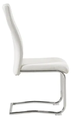 Produktbild von 4er Set Esszimmerstuhl LOANO Küchenstuhl Schwingstuhl, Gestell in chrom, Bezug aus Kunstleder in weiß