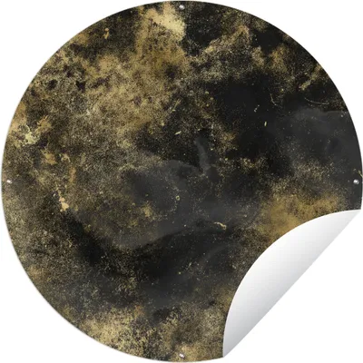 Produktbild von MuchoWow® Gartenposter Outdoor-Poster Rund Abstrakt - Gold - Schwarz Ø 150 cm Gartendeko Rundes Poster draußen