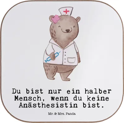 Produktbild von Mr. & Mrs. Panda Untersetzer für Gläser Anästhesistin Herz - Weiß - Geschenk, Anästhesie, gläseruntersetzer, Tassenuntersetzer, Krankenhaus, Spruch, Getränkeuntersetzer