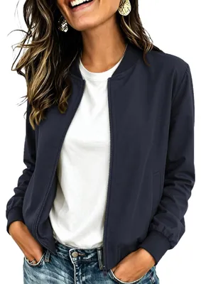 Image de Veste bomber pour femmes - Légère - Bleu foncé