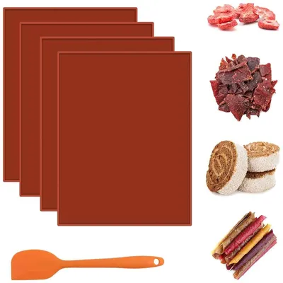 Produktbild von Silikon Backmatte 4 Stück, Hitzebeständig Bis 230°C, Für Schweizerrolle Und Obsttrocknung, Mit Silikonspatel