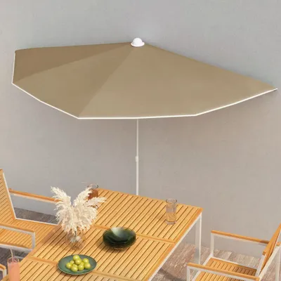 Produktbild von Maison Exclusive - Halb-Sonnenschirm mit Mast 180x90 cm Taupe