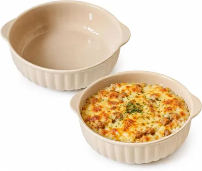 Imagen del producto de Molde redondo de cerámica para hornear, resistente al calor, con un diámetro de 16,2 cm, paquete de 2 unidades, ideal para quiches