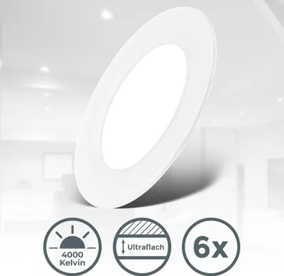 Produktbild von Einbaustrahler 76mm 6er Set - 230V, 3W, 330lm, LED, neutralweiß, weiß