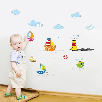 Immagine prodotto di Adesivi decorativi da parete: barche e nuvole