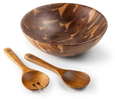 Salatschüssel-Set aus Akazienholz, 3-teilig, Ø30x10 cm