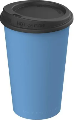 Image de Gobelet à café élégant "ToGo" 300 ml - Gobelet réutilisable avec couvercle - Savourez votre café en route - bleu/noir confortable