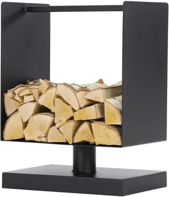 Image de Range bûches sur pied carrée en acier noir 45x30x60 cm