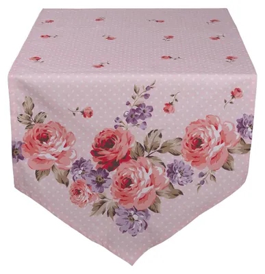 Obrázok produktu pre Clayre & Eef Bežec na stôl 50x160 cm Ružovo-fialové bavlnené ruže