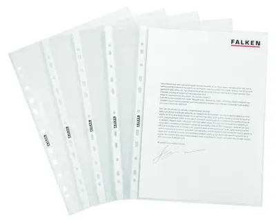 Produktbild von Falken Prospekthüllen, A4, PP, Economy, genarbt, oben offen, 100er Beutel, genarbt