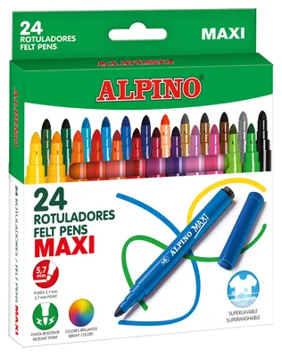 Filzstifte für Kinder, 24 Farben, 6 mm Spitze, abwaschbar