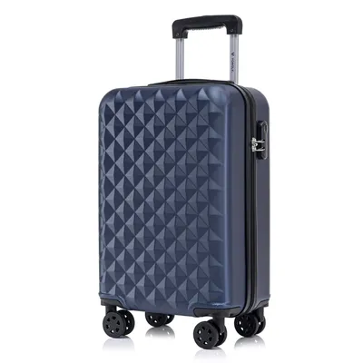 Produktbild von Koffer Trolley Reisekoffer Suitcase, Rollkoffer Handgepäck ,mit 4 Rollen360°, Hartschalenreisekoffer, Zahlenschloss, Weicher Gummigriff (M,Dunkelblau)