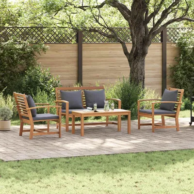 Immagine prodotto di Set di divani da giardino vidaXL, 4 pezzi, in legno di teak massello naturale