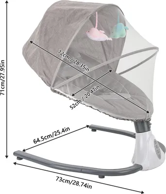Image de Transat et balancelle pour bébé - Berceau électrique - Télécommande - Minuterie - Dossier réglable - 0 à 12 mois - Jusqu'à 20 kg - Gris