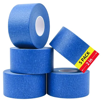 Imagen del producto de 5 rollos de cinta adhesiva de protección, de 5 cm de ancho, color azul, con 50 metros por rollo, para pintura y manualidades