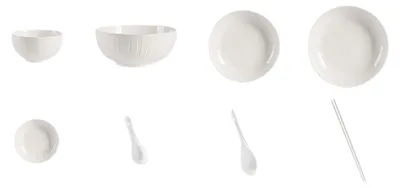 Immagine prodotto di Set di 12 ciotole per zuppa in porcellana con bacchette