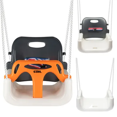 Immagine prodotto di COIL Altalena per neonati, altalena per bambini, seggiolino 3 in 1 regolabile con seduta che cresce insieme al bambino; altalena da giardino con schienale e cintura di sicurezza, arancione