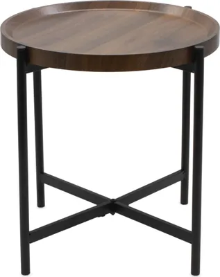 Produktbild von 2.05 Metall Beistelltisch Metall mit Holz Tischplatte - ca. 43 x 43 x 43 cm - Deko Tisch