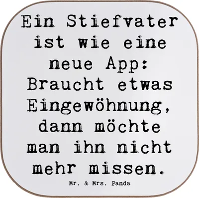Produktbild von Mr. & Mrs. Panda Bierdeckel Personalisiert Stiefvater Liebe - Weiß - Geschenk, Handarbeit, Personalisierter Untersetzer, Familie, Glasuntersetzer, herzerwärmende Sprüche