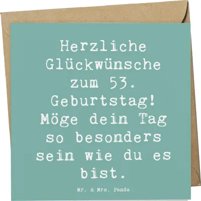 Produktbild von Mr. & Mrs. Panda Grußkarte Spruch 53. Geburtstag - Meeresbrise - Geschenk, unvergesslicher Tag, Glückwunschkarte, faltkarte, Klappkarte, anlasskarte, Feier, Alter