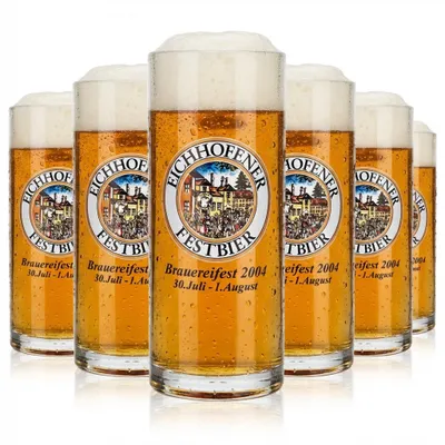 Produktbild von 6x Eichhofener Bier Glas Seidel Humpen 0,5l Krug Brauereifest 2004 Rastal