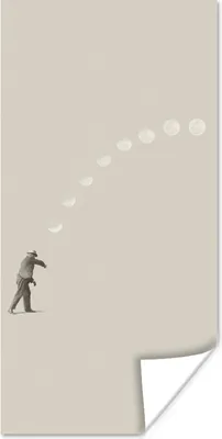 Produktbild von MuchoWow® Poster Jahrgang - Mond - Mensch 60x120 cm - Wandschmuck