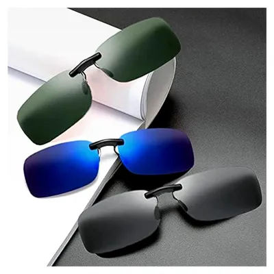 Produktbild von 3 Paar UV400 Sonnenbrillen Clips, Polarisierte Clips für Sonnenbrillen, Randlose Myopie Sonnenbrillen, Polarisationsbrille Clips für Männer und Frauen beim Fahren, Reisen und Outdoor-Sport
