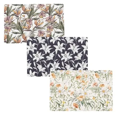 Platzsets aus Kunststoff, Blumenmuster, 43x28 cm, 6 Stück
