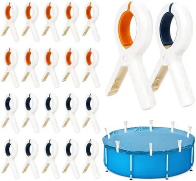 Produktbild von 20 Stück Groß Pool Klammern Klemmzwinge - Poolabdeckung Befestigungsklammern Poolklammern Federklemme Set, Einhandzwingen Klammer für Schwimmbadzubehör Wäscheklammer