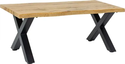 Produktbild von riess-ambiente Industrial Couchtisch WILD 90cm braun Wildeichen-Optik schwarz Metall X-Gestell Beistelltisch Tisch