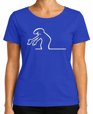 Imagen del producto de Camiseta para mujer, diseño "Linea Balum Strichmännchen Kult" de Osvaldo Cavandoli, color azul, talla M