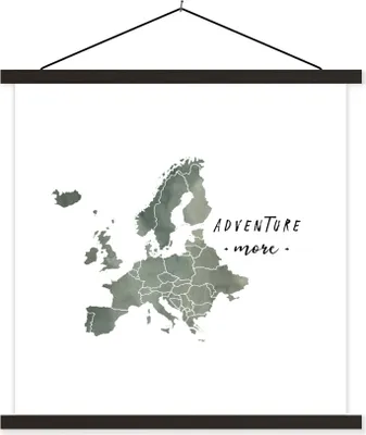 Produktbild von MuchoWow® Textilposter Karte - Farbe - Europa - Zitate 40x40 cm mit schwarzem Rahmen - Fotos